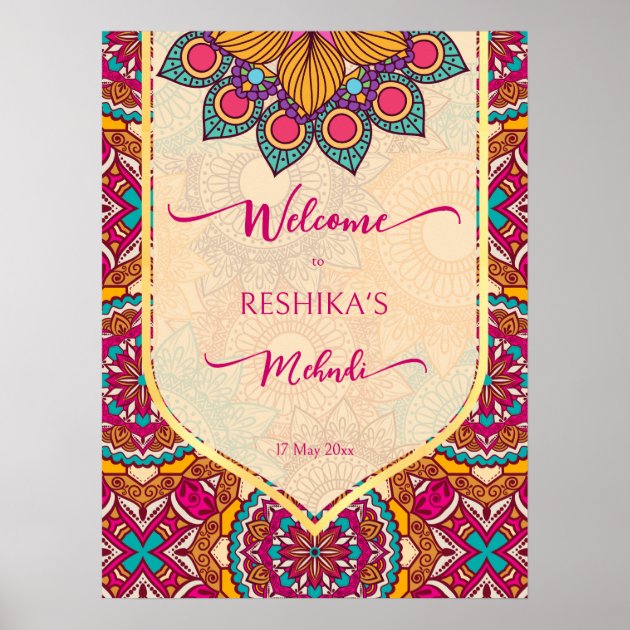 Vibrant Red Mehndi Welcome Sign – Seraphic Secrets