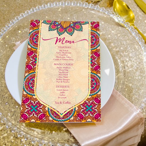 Cerise mandala rangoli personalized menu template