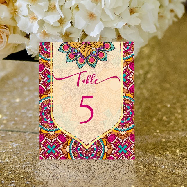 Cerise mandala rangoli table numbers (Creator Uploaded)