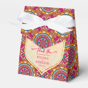 Cerise mandala rangoli wedding personalized name favor boxes