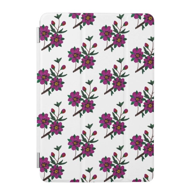 Cerise Pink Floral iPad Mini Cover (Front)