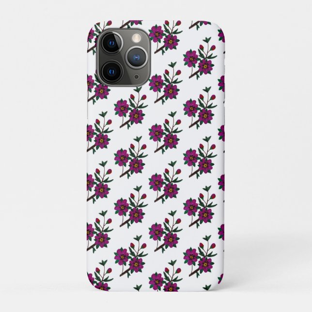 Cerise Pink Floral iPhone 11 Pro Case (Back)