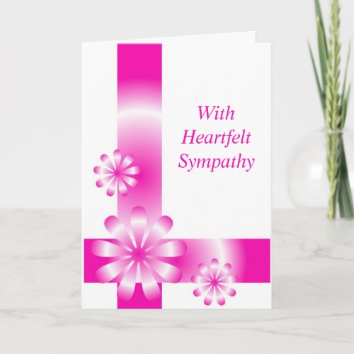 Cerise Pink Floral Personalised Sympathy Card