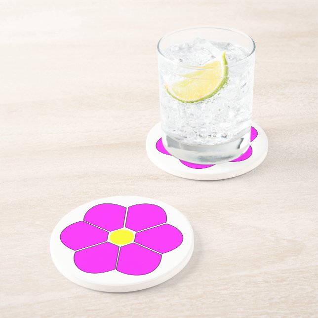 Cerise Pink Flower Design Coaster (Side)