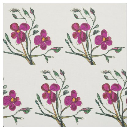 Cerise Pink Flowers Watercolor > Floral Fabric