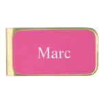 Cerise Pink Personalized Gold Finish Money Clip
