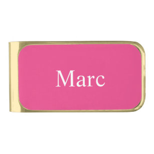 Cerise Pink Personalized Gold Finish Money Clip