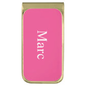 Cerise Pink Personalized Gold Finish Money Clip (Front Vertical)