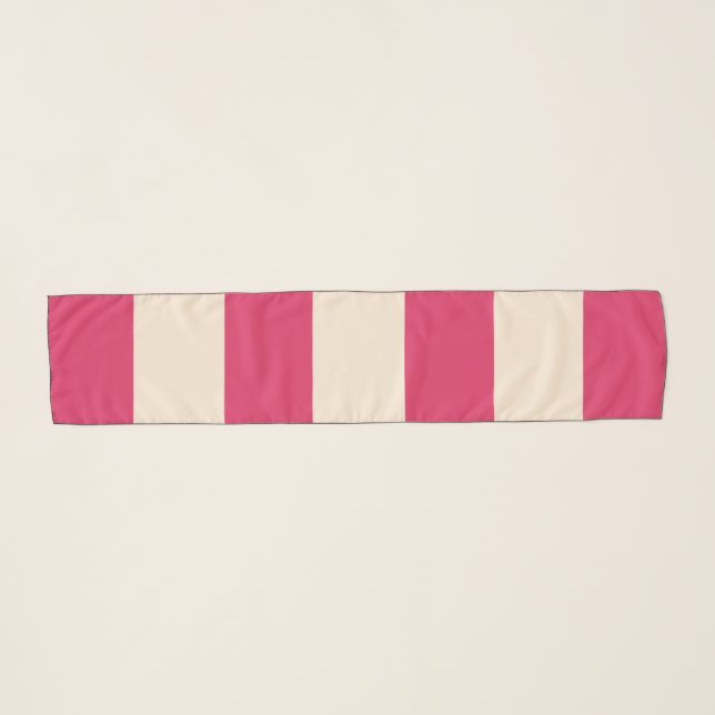 Cerise Pink Stripes Scarf (Front (Horizontal))