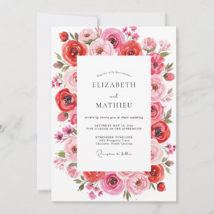 Cerise Pink Sumptuous Spring Wedding Invitation