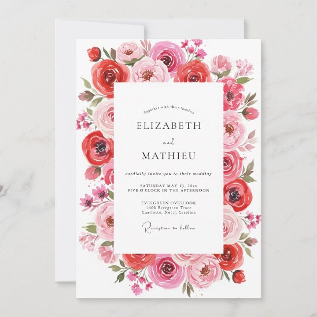Cerise Pink Sumptuous Spring Wedding Invitation (Front)