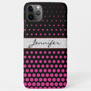Cerise Polka Dot Elegant Modern Black iPhone 11 Pro Max Case