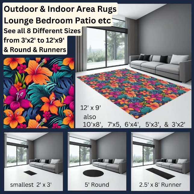 Cerise Puce Pink Orange Hibiscus Flower Area Rug (Creator Uploaded)