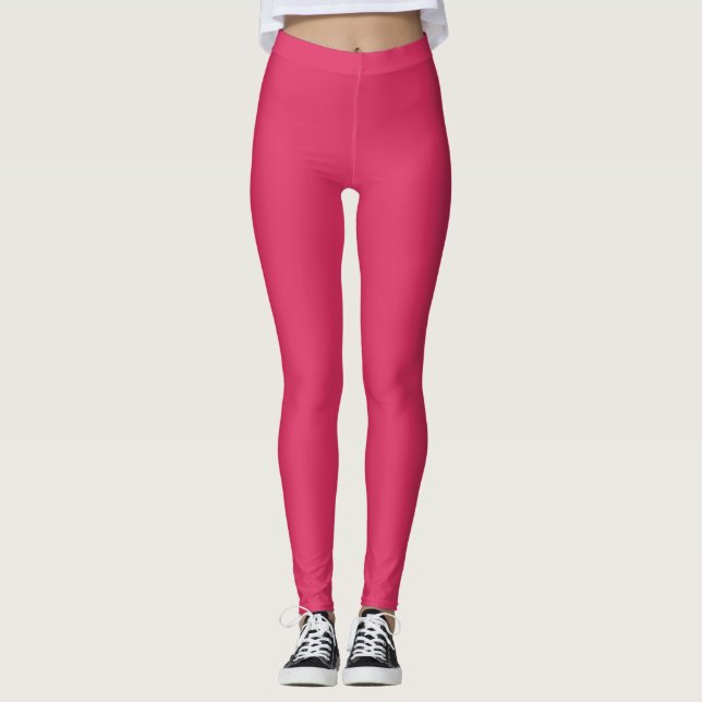 Cerise Red Solid Color Leggings (Front)