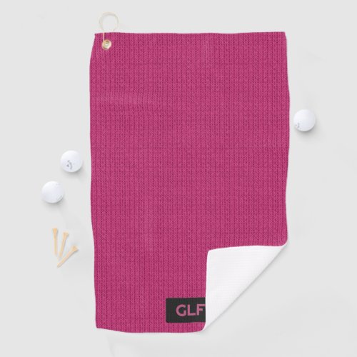 Cerise Wool Knit with Initials  Short Name Tag Golf Towel