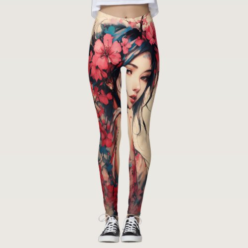 Cerisier japonais abstract punk paule femme tatto leggings