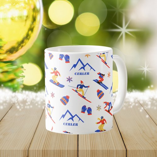 Cerler Spain Pyrenees Ski Snowboard Pattern Coffee Mug