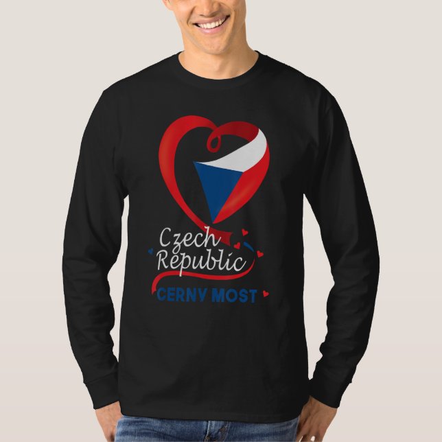 Cerny Most Czech Republic Heart Flag Lion Coat Of  T-Shirt (Front)