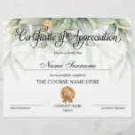 Certificate Appreciation Award Course Completion<br><div class="desc">Floral Greenery Course Completion  Appreciation Certificate</div>