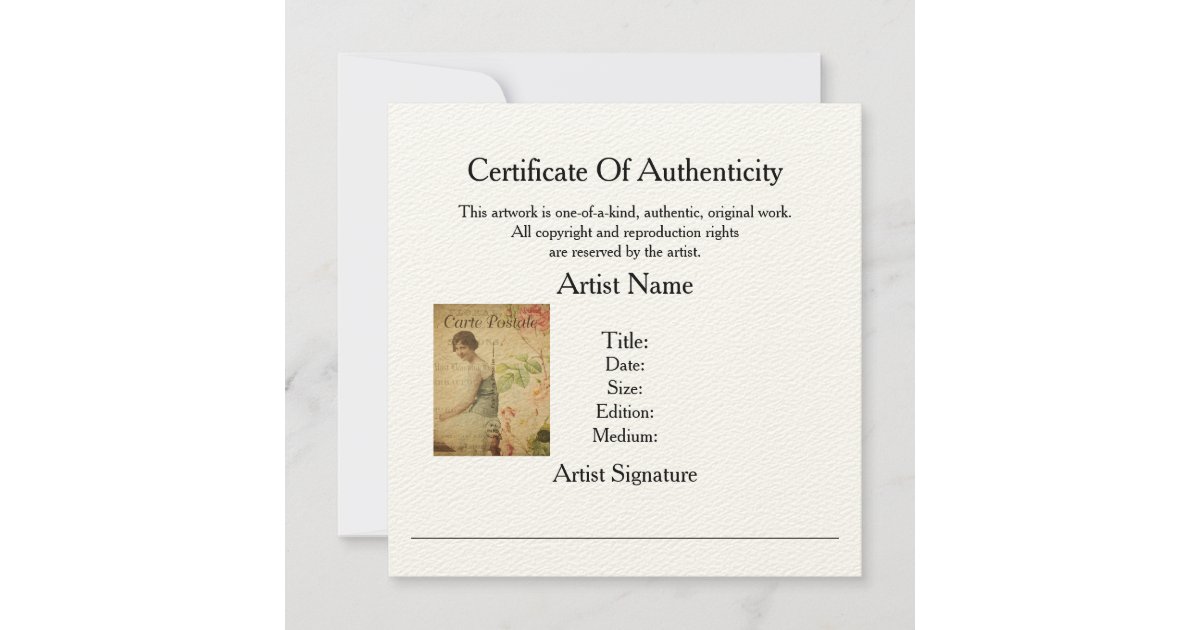 Generic Certificate of Authenticity Cards for Handmade Goods 