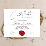 Certificate Award Elegant Diploma Red Wax Seal<br><div class="desc">Elegant Certificate of Completion with trendy script font and faux red wax seal. Perfect to create personalized certificates of appreciation or diploma. This professional course award features modern calligraphy font, minimal layout and a wax stamp badge with space for your logo or initials, creating a beautiful certificate of achievement design....</div>