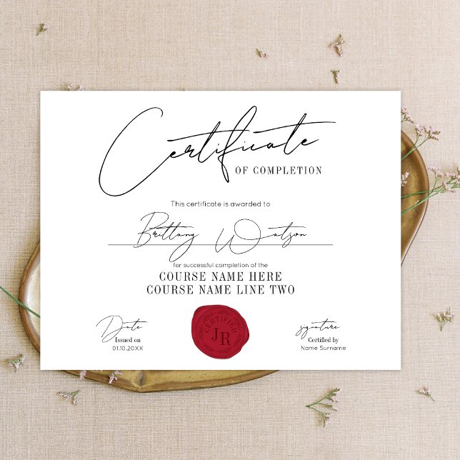 Certificate Award Elegant Diploma Red Wax Seal (Creator Uploaded)