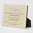 Certificate Award Plaque