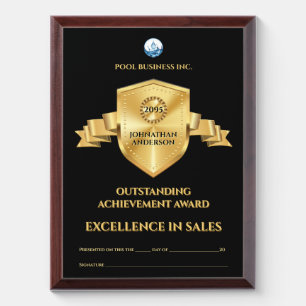 Certificate excellence sales business black gold award plaque