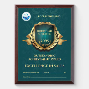 Certificate excellence sales business teal gold award plaque