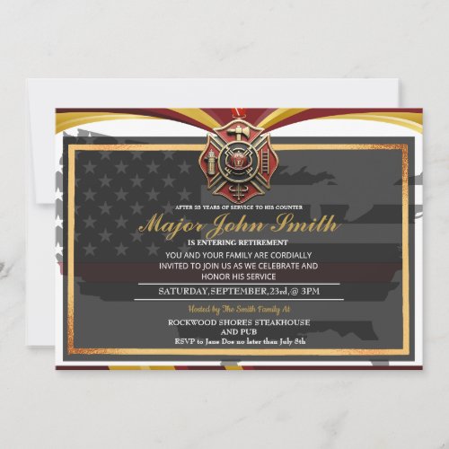 Certificate Firefighter Retirement Party Invitation