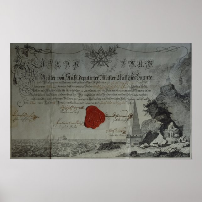 Certificate issued by the Worshipful Master Poster (Front)