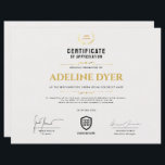 Certificate | Modern Business Logo Award Template<br><div class="desc">A simple business logo certificate template in a modern minimalist style. The versatile template can be customized with the award type (certificate of completion,  appreciation,  recognition etc) and further details to recogise the achivements or successful completion of a course or task for any employee.</div>