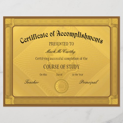 Certificate of Accomplishment Template Flyer