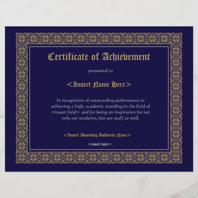 Certificate of Achevement (Front)