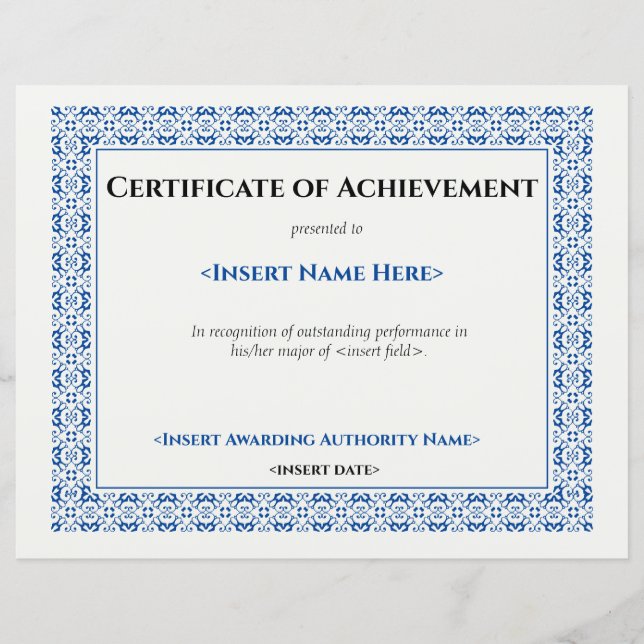 Certificate of Achevement (Front)