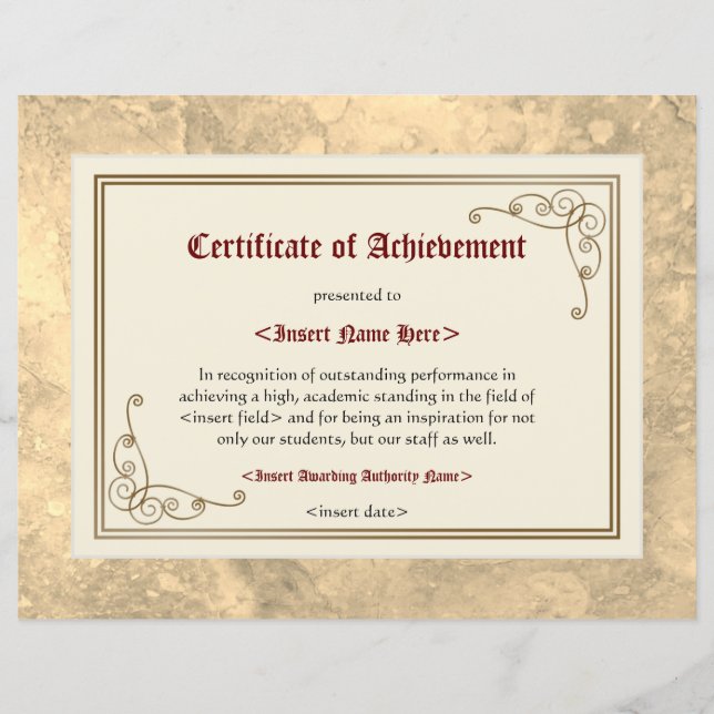 Certificate of Achievement (Front)