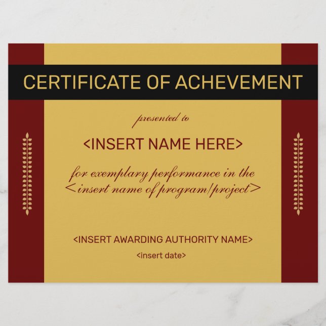 Certificate of Achievement (Front)