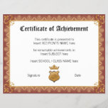 Certificate Of Achievement at Zazzle
