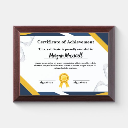Certificate of Achievement Award Plaque