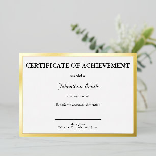 Certificate of Achievement Black White & Gold Card