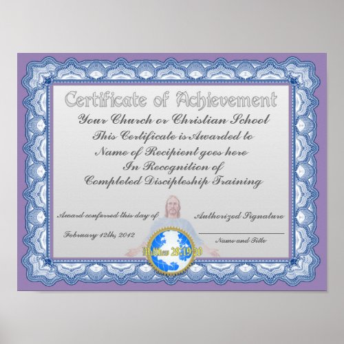 Certificate of achievement Christian Institution Poster