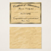 Certificate of Achievement Chubby Card (Front & Back)