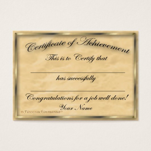 Certificate of Achievement Chubby Card (Front)