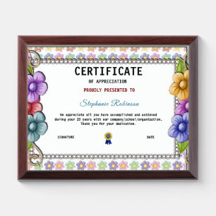Certificate Of Achievement Excellence Professional Award Plaque