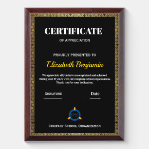 Certificate Of Achievement Excellence Professional Award Plaque