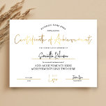 Certificate of Achievement Lux Gold Employee Award<br><div class="desc">Faux Gold Effect Achievement Award with customizable text and space for your logo,  perfect for to award students or employees of their achievements. You can use this elegant white & gold professional certificate of completion design for any type of professional or personal award.</div>