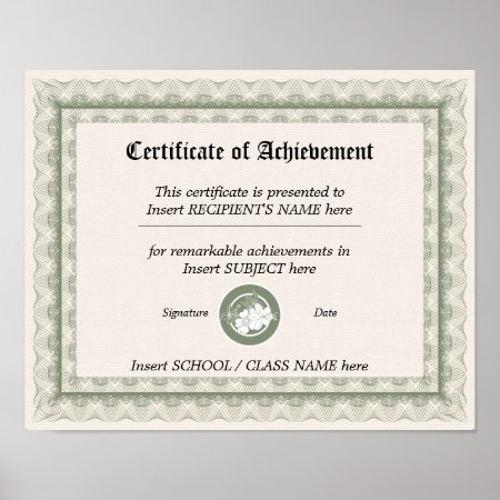 Certificate Of Achievement Poster
