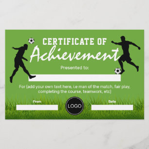 Certificate of Achievement   Soccer Football Award