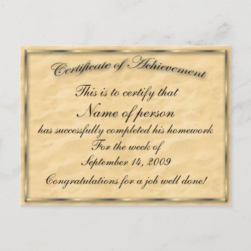 Certificate of Achievement Template Postcard