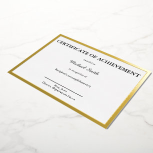 Certificate of Achievement White Gold Foil Award Invitation